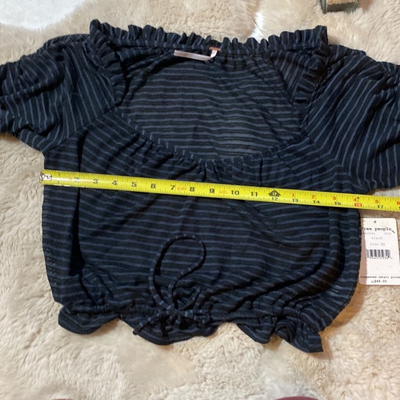 NWT Free People Dorothy Black Striped Tie Blouse Top Size XS Boho - Picture 14 of 15